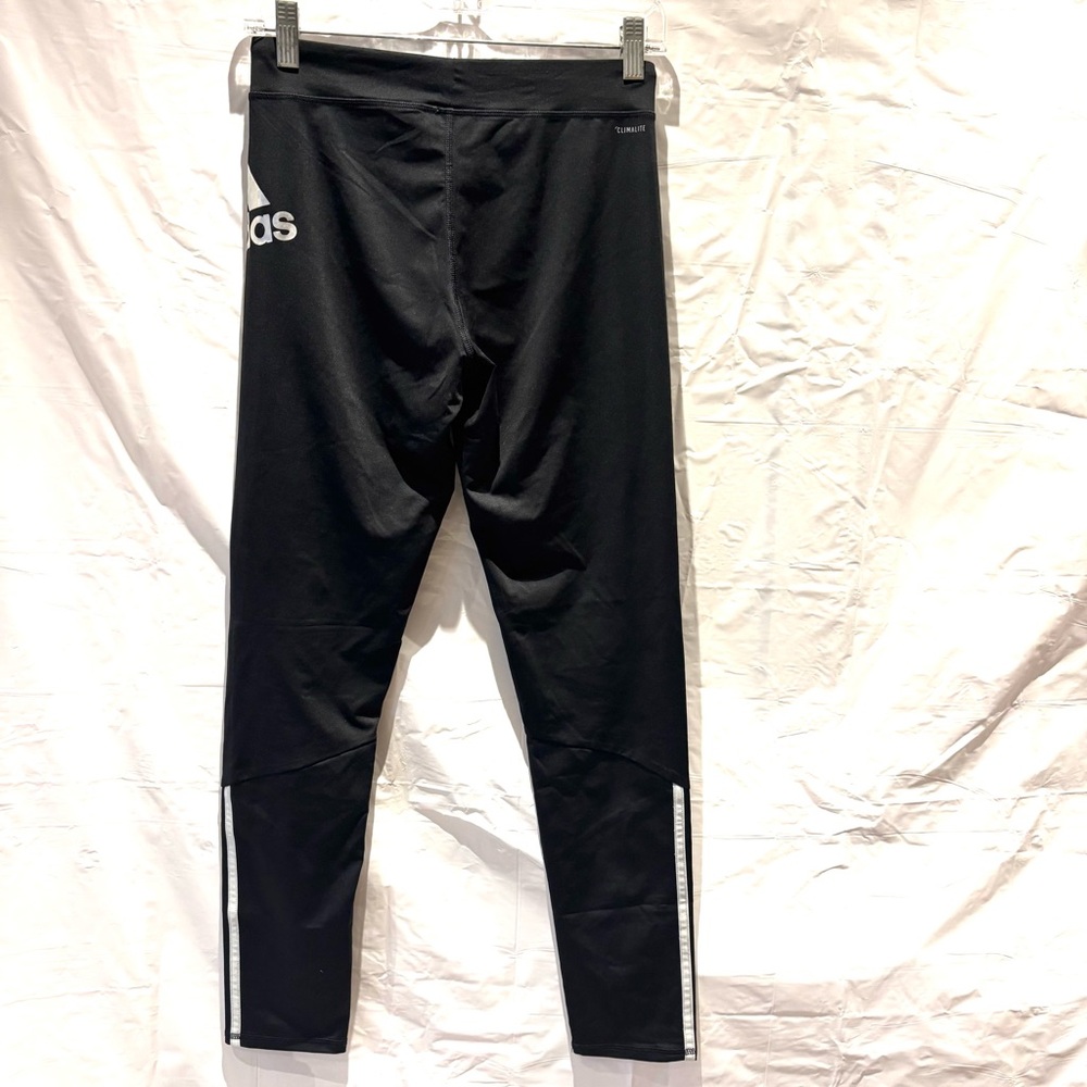 NWOT Adidas Black Silver Reflective Leggings Girls SZ XL 14 /16 - Picture 2 of 12